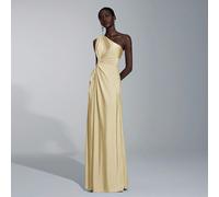 Abito da damigella d'onore elegante e romantico in tessuto elasticizzato giallo, con un solo spallino, design morbido e ampio a linea A L,M,S,XL,XS,XXL,XXS,XXXL,XXXXLColore unicoTessuto in maglia