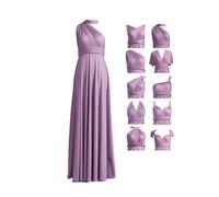 Abito da damigella d'onore in chiffon da donna, per matrimoni, cocktail, cerimonie, taglie forti, malva, 50