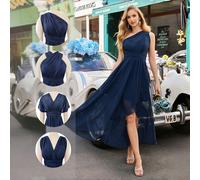 Abito da damigella d'onore in chiffon dal design elegante, versatile, adatto come abito da ospite per matrimoni romantici, San Valentino, vacanze, feste di fidanzamento. Vestito lungo da donna in tint