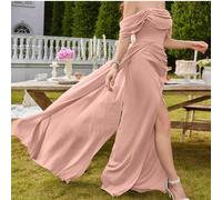 Abito da damigella d'onore in chiffon senza spalline con effetto illusione L,M,S,XL,XSColore unicoTessuto in tulle