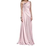 Abito da damigella d'onore in raso da donna, abito da sera da ballo, abito da cocktail con paillettes, taglie forti, Rosa cipria, 58 Più