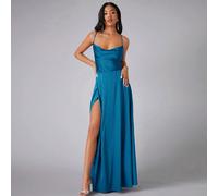 Abito da damigella d'onore in raso elegante, con schiena aperta e incroci, adatto per cerimonie formali come balli, feste di laurea, cene di gala e matrimoni L,M,S,XL,XS,XXL,XXSColore unicoRaso