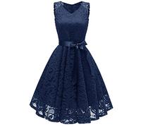 Abito da damigella d'onore lunghezza al ginocchio, linea A, elegante, per matrimonio, abito festivo, corto davanti lungo dietro, senza maniche, in chiffon, da donna, elegante, abito da cocktail