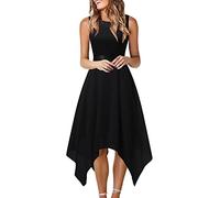 Abito da damigella d'onore lunghezza al ginocchio, linea A, elegante, per matrimonio, abito festivo, corto davanti lungo dietro, senza maniche, in chiffon, da donna, elegante, abito da cocktail