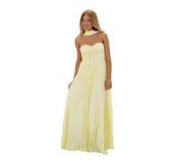 Abito da damigella d'onore senza spalline pieghettato abiti da ballo in chiffon per abito da sposa ospite, lunghezza del pavimento con sciarpa, giallo chiaro, L