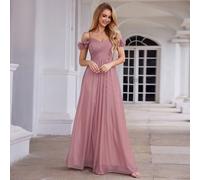 Abito da damigella rosa elegante con spalline sottili, decorazioni floreali 3D e paillettes, design schiena scoperta, adatto per feste e matrimoni, estate e inizio autunno L,M,S,XL,XS,XXL,XXXLChiffon