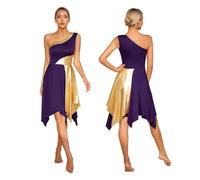 Abito da danza lode da donna Galateo Lode Abito da ballo orlo irregolare Adorazione Balletto Abiti Lyrical Costume, Viola, XXL