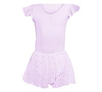 Abito da danza per bambini, da donna, a maniche corte, da balletto, in Cina, da danza, Lilla, 3-4 Anni