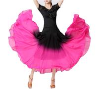 Abito da danza performance, mezza gonna, gradiente, abito da ballo moderno, gonna lunga, rosa intenso, XL
