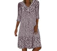 Abito da donna 2026, a maniche corte, scollo a V, lunghezza media, con stampe floreali, abito da sera da donna, Altro, 5XL