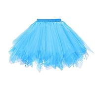 Abito da donna 80 Puffy in tulle, elegante gonna elasticizzata, in tulle, asimmetrica, minigonna, linea ad A, sottogonna, A10 celeste, L