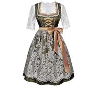 Abito da donna a maniche corte in Germania, abito da birra bavarese, spettacoli teatrali, medievale calice puntello, Verde, XL