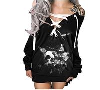 Abito da donna a maniche lunghe, scollo a V, con lacci e spalle scoperte | Vestito sexy di Halloween di grandi dimensioni, maglione di festa vittoriana rinascimentale cosplay steampunk festival