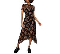 Abito da donna a pois, motivo floreale, stile gotico, a due strati, design retrò, in tulle, a maniche corte, abito da sera traspirante, per l'uso quotidiano