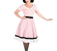 Abito da donna alla moda anni '50, stile rockabilly, taglie forti, vintage, a maniche corte, scollo a V, stile retrò, per carnevale, per feste, O rosa., XXXXL