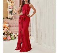 Abito da donna alla moda e semplice, con volant esagerati a sirena con spacco anteriore, perfetto per eventi formali, abito da sera, abito da cocktail, abito da ospite di matrimonio L,M,S,XL,XS,XXL,XX