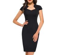 Abito da Donna Anni '50 e '60 Grace Karin, Stile Vintage, Aderente, con Maniche ad Aletta., Colore: Nero., XL