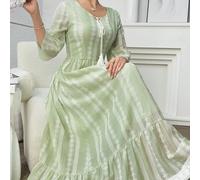 Abito da donna arabo con maniche a 3/4 e balze L,M,S,XLStampa CasualeTessuto intrecciato