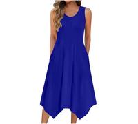 Abito da donna casual senza maniche, estivo, svasato, svasato, svasato, con tasche e orlo a fazzoletto I miei ordini Vendita Offerte di liquidazione Ordine 2025, Blu, M