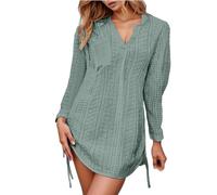 Abito da donna chic ed elegante, scollo a V, maniche corte, estivo, bohémien, tunica abito largo a mezza lunghezza, abito da donna, taglia grande, casual, a vita alta, abiti da festa, da spiaggia