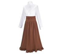 Abito da donna, classico, in due pezzi, per cosplay, eventi storici, costume elegante (Brown, XL)