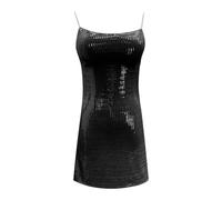 Abito da donna con brillantini, lunghezza media, senza maniche, con paillettes, elegante, per feste, serate e festività, Nero , Taglia unica