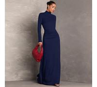 Abito da donna con collo alto, manica lunga, plissettato, a tinta unita, adatto come abito da invitata a un matrimonio autunnale, elegante, per l'inverno e l'autunno L,M,S,XL,XS,XXL,XXS,XXXL,XXXXLColo