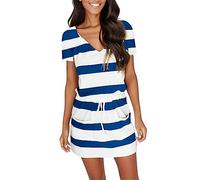 Abito da donna con cravatta frontale con scollo a V, spalline sottili, schiena scoperta, morbido, confortevole, due tasche sull'orlo, cosa vuoi mettere? Weekend, Marina Militare, L