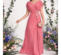 Abito da donna con decorazioni floreali 3D, adatto per la sposa, la madre della sposa, per feste, appuntamenti, vacanze, matrimoni, eventi di celebrità. Vita alla moda e ampia gonna, perfetto per San 