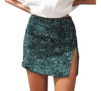 Abito da Donna con Paillettes - Autunno E Inverno Nuovo Abbigliamento alla Moda Abbinato Gonna in Filato Grande Altalena Gonna Mezza Gonna da Ballo Gonna Soffice per L'Industria Pesante (Green M)