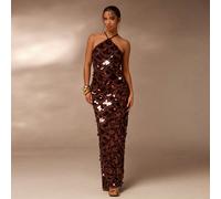 Abito da donna con paillettes e collo a canotta, abito da festa alla moda L,M,S,XLPiantePaillettes