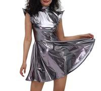 Abito da donna con paillettes, oro scintillante, alla moda, da sera, con arricciatura, per occasioni festive, elegante enfatizzazione della figura grazie alla sapiente struttura a pieghe, perfetto per
