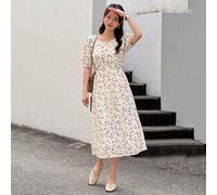 Abito da donna con stampa floreale su tutto il capo, maniche a palloncino, laccio sulla schiena, abito da spiaggia, outfit da vacanza, abito da Pasqua, stile bohémien L,M,S,XL,XSFloreale,stampa dapper