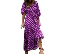 Abito da donna con stampa geometrica con maniche a bolle Street Oversized Abito da donna, colore blu, taglia 48, Lilla, L