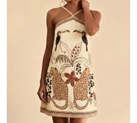 Abito da donna con stampa tropicale, scollo ad aletta, adatto per vacanze al mare, nuovi arrivi estivi 2026, adatto per uso quotidiano L,M,S,XL,XS,XXL,XXS,XXXL,XXXXLGeometricoTessuto intrecciato