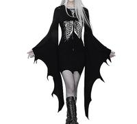 Abito Da Donna Di Halloween Elegante Gotico Da Palazzo Vestito Da Steampunk Strega Con Maniche a Pipistrello Costumi Di Halloween Cosplay Rinascimentale Abito Da Vampiro Horror Sexy Costume Da Strega
