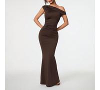 Abito da donna elegante con spalle scoperte, asimmetrico e a coda di pesce extra lungo, abbigliamento estivo adatto per uscite, date, viaggi, feste, eventi, cocktail festa e altre occasioni. Petite XX