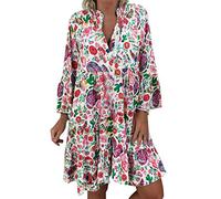 Abito da donna elegante, da donna, con maniche a tre quarti, vestito estivo, per donna, estivo, multicolore (4XL)