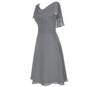Abito da donna, elegante, da donna, stile formale, da damigella d'onore, a vita alta, per feste di ballo, abito da cocktail, vestito da donna estivo (grigio S)