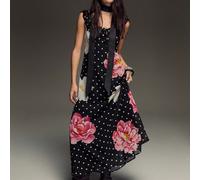Abito da donna elegante da sera stile gotico Y2K millennium con stampa floreale e pois, adatto per tutte le stagioni, primavera e estate L,M,S,XL,XS,XXL,XXS,XXXL,XXXXLPiante,Stampa CasualeChiffon
