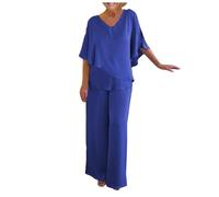 Abito da donna, elegante, in due pezzi, con camicia, pantaloni a vita alta, per occasioni speciali, per mamma e sposa #i328