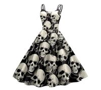 Abito da Donna Halloween, Abito Cerimonia Donna con Stampa Casual Svasato retrò Senza Maniche Abiti Galleggianti da Donna Abito Plus Size Elegante Stampa Ambiente di Halloween
