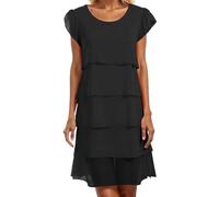 Abito da donna in chiffon, elegante, estivo, da donna, con pieghe, patchwork, girocollo, a maniche corte, con volant, da sera, casual, da spiaggia, da ballo, alla moda, per il tempo libero