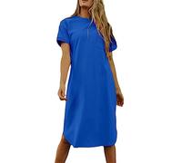 Abito da donna in cotone - viscosa, estivo, leggero, oversize, a tunica, lunghezza al ginocchio, a maniche corte, senza tasche, b, XL