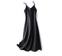 Abito Da Donna In Raso Di Seta Con Gonna Con Bretelle - Abito Estivo Sexy Con Scollo A V Sottile Ed Elegante Vestito Da Celebrità Cocktail Party Temperamento Gonna Lunga, Abito Senza Maniche Alla Mo