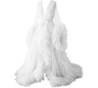 Abito da donna in tulle Shoot Indossare una veste di tulle trasparente lungo puffy servizio fotografico maternità, bianco, 12