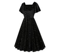 Abito da donna in velluto a maniche lunghe vintage con volant in pizzo floreale elegante paillettes scollo a V spacco alto abito da ballo a vita alta spacco abito da sera plus size impero vita alta