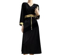 Abito da Donna in Velluto, Cocktail Party, Abiti da Sera, Maniche Lunghe, per Invitati A Matrimoni, Formale, Yellow, L