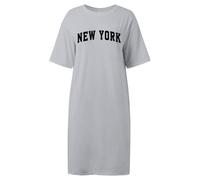 Abito da donna lungo estivo chic ed elegante abiti alla moda e confortevoli con New York Alfabeto stampato, abito a maniche corte larghi e casual, traspirante e fluida per passeggiate all'aperto