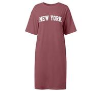Abito da donna lungo estivo chic ed elegante abiti alla moda e confortevoli con New York Alfabeto stampato, abito a maniche corte larghi e casual, traspirante e fluida per passeggiate all'aperto, Rosa